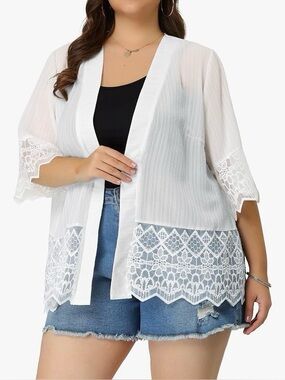 Plus Size Lace Shrug Plus Size Bohemian Bikini Cover Lace Kimono Cardigan